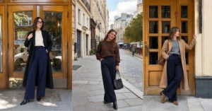 Navy Black Slacks Women Outfit