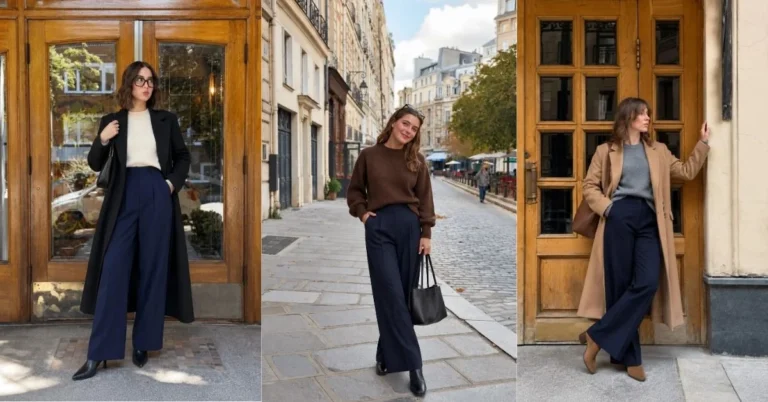 Navy Black Slacks Women Outfit