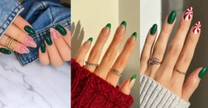 Green Glitter Christmas Nail Designs