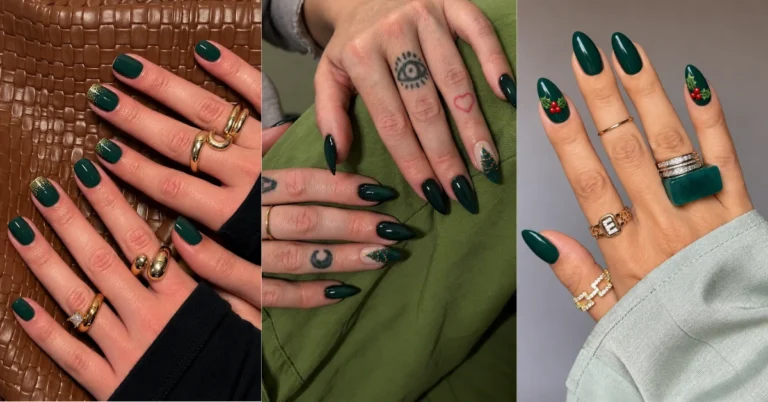 Dark Green Christmas Nail Designs