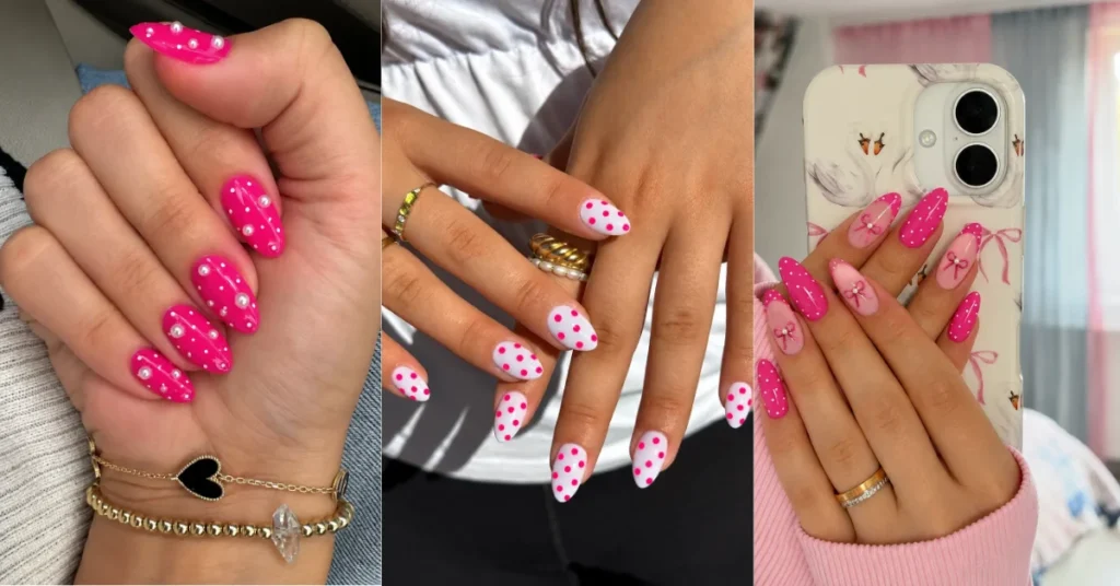 Hot Pink Polka Dot Nails