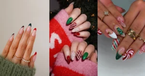 Red Green and White Christmas Nail Designs