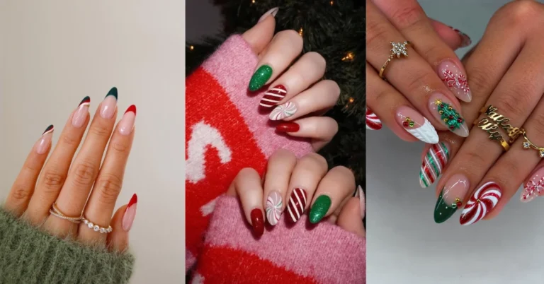 Red Green and White Christmas Nail Designs