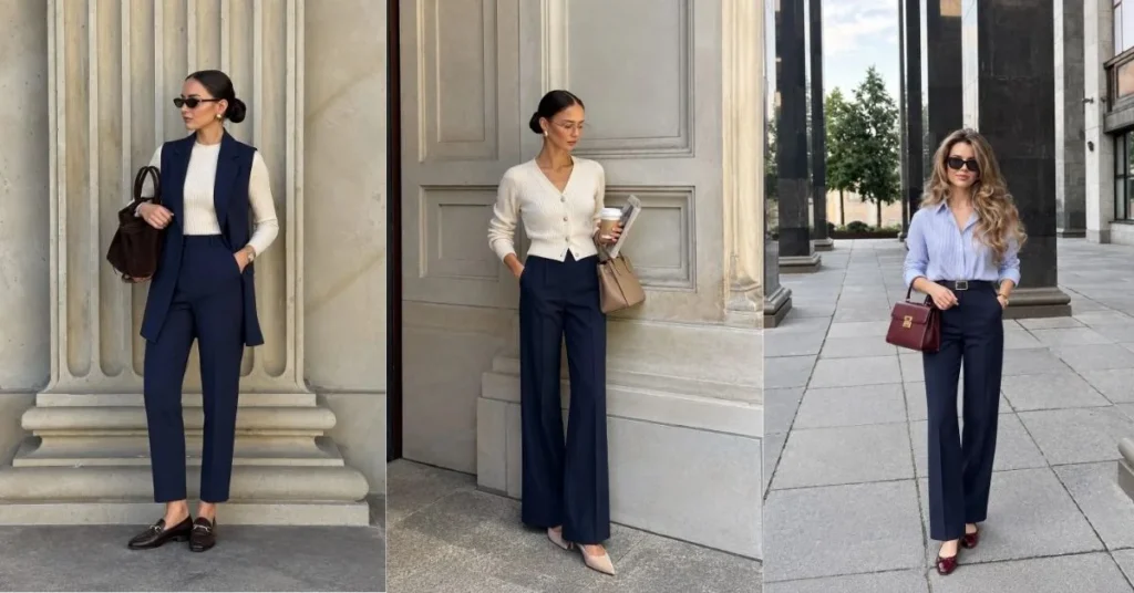 Navy Trouser Women Work Outfit